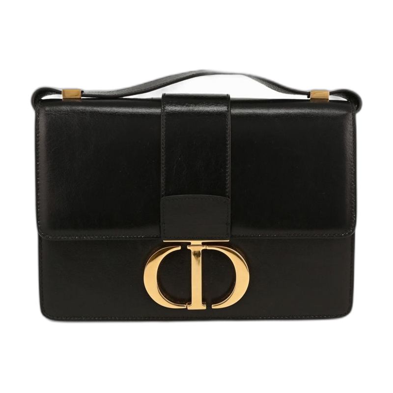Dior 30 Montaigne Shoulder Bag in Black Leather