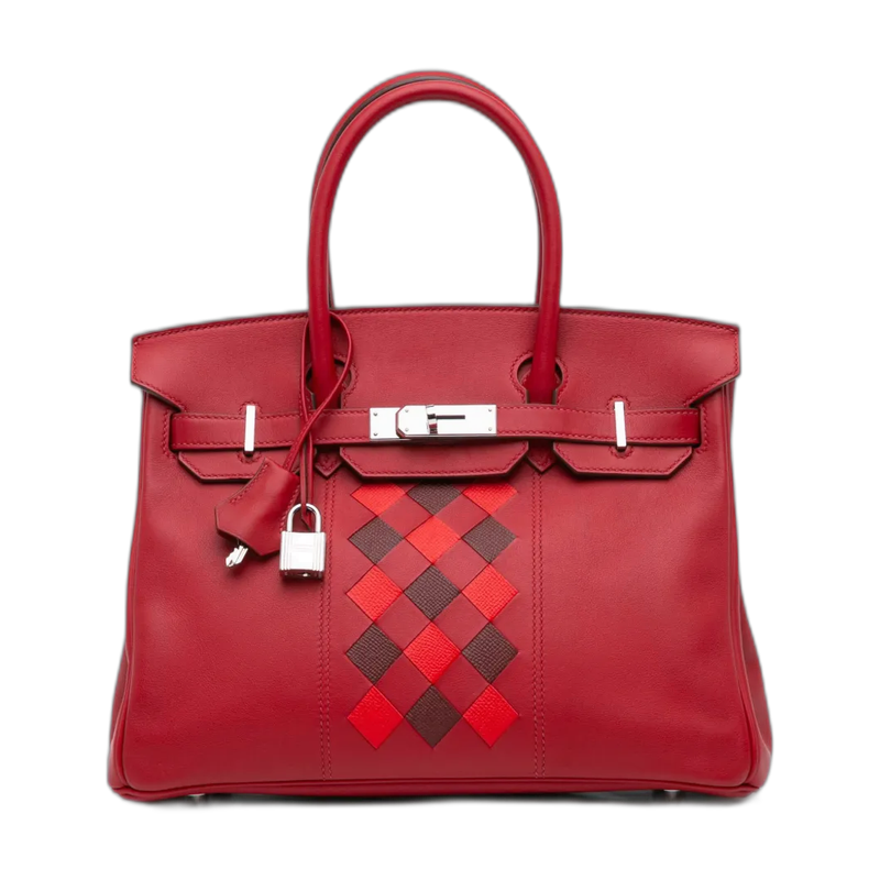Red Hermes Birkin Top Handle Bag