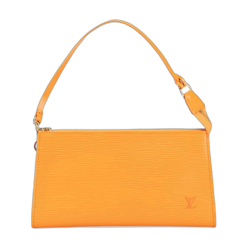 Louis Vuitton Pochette Accessories Top Handle in Orange Leather