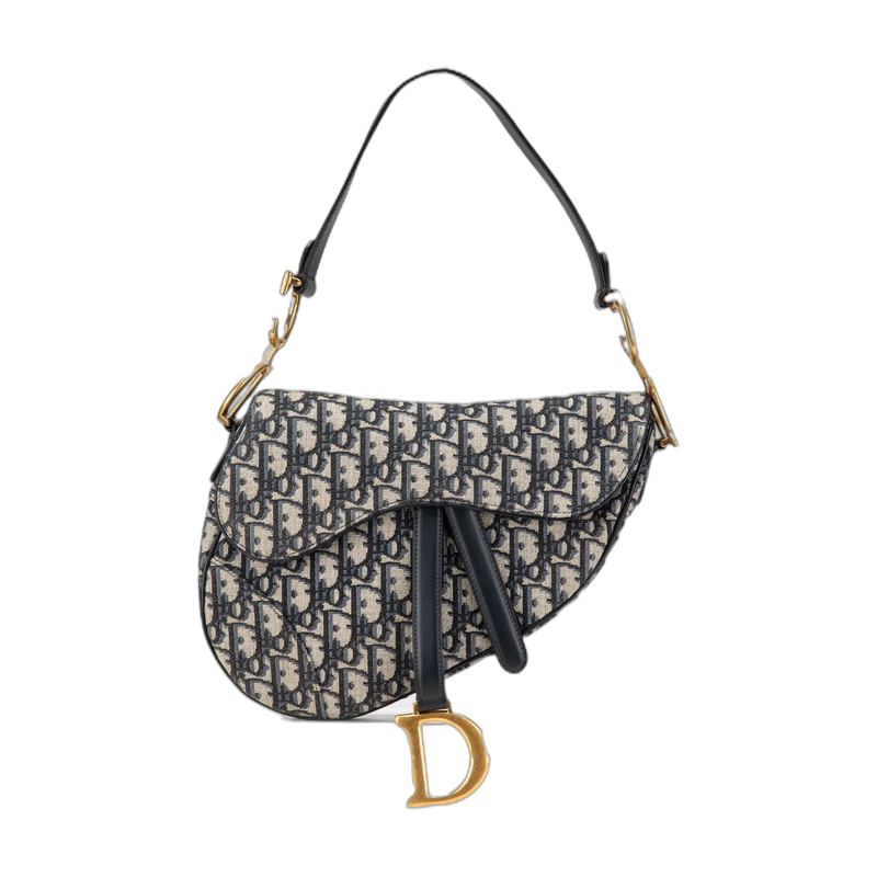Dior Saddle Shoulder Blue Canvas Bag