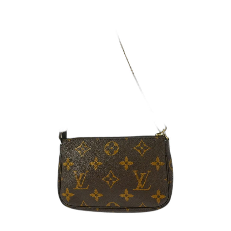Mini Louis Vuitton Pochette Accessoires Top Handle in Brown Canvas