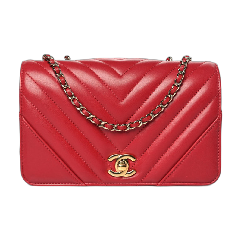 Chanel Classic Single Flap Shoulder Bag in Red