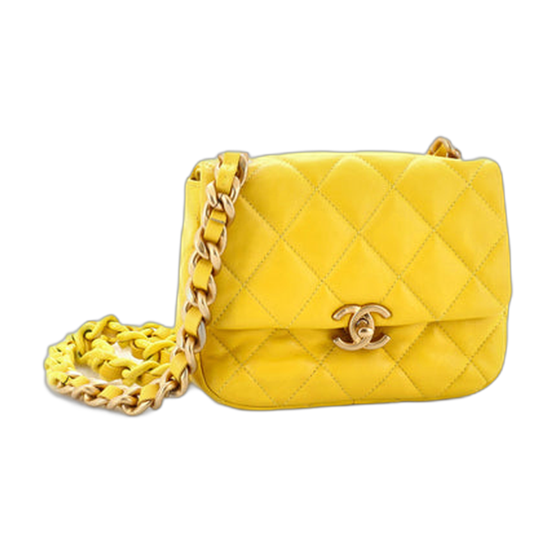 Chanel Classic Single Flap Shoulder Yellow Mini