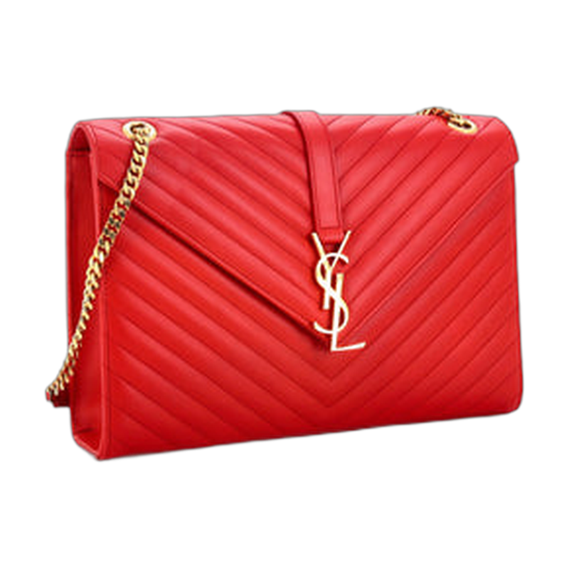 Saint Laurent Envelope Shoulder Bag in Red Large