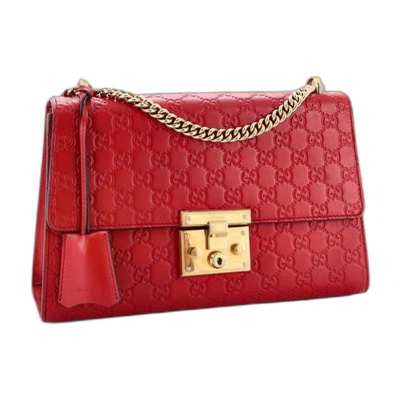 Gucci Padlock Shoulder Bag in Red Medium Leather