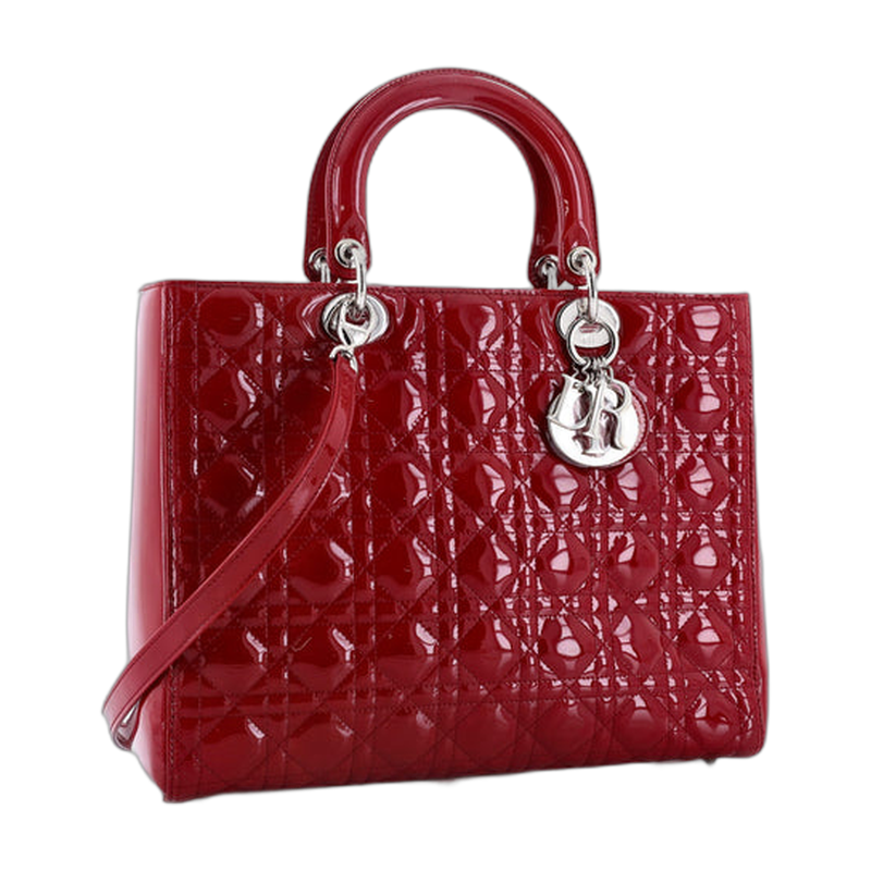 Lady Dior Top Handle Red Large Leather