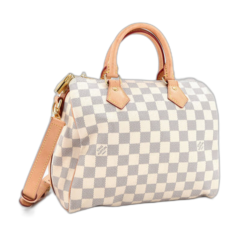 Louis Vuitton Speedy Bandouliere Top Handle White Canvas 25