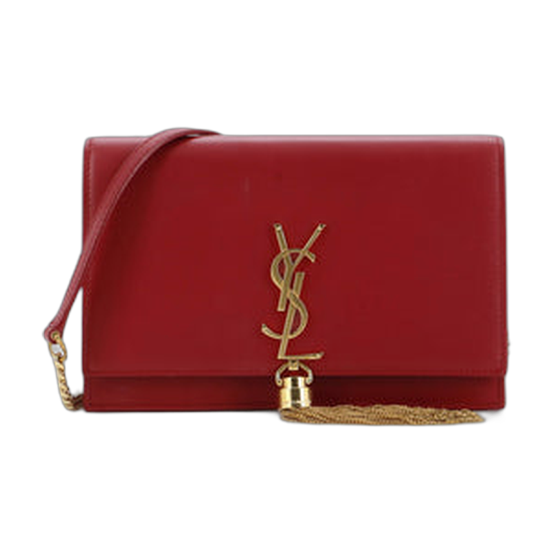 Saint Laurent Tassel Wallet on Chain in Red