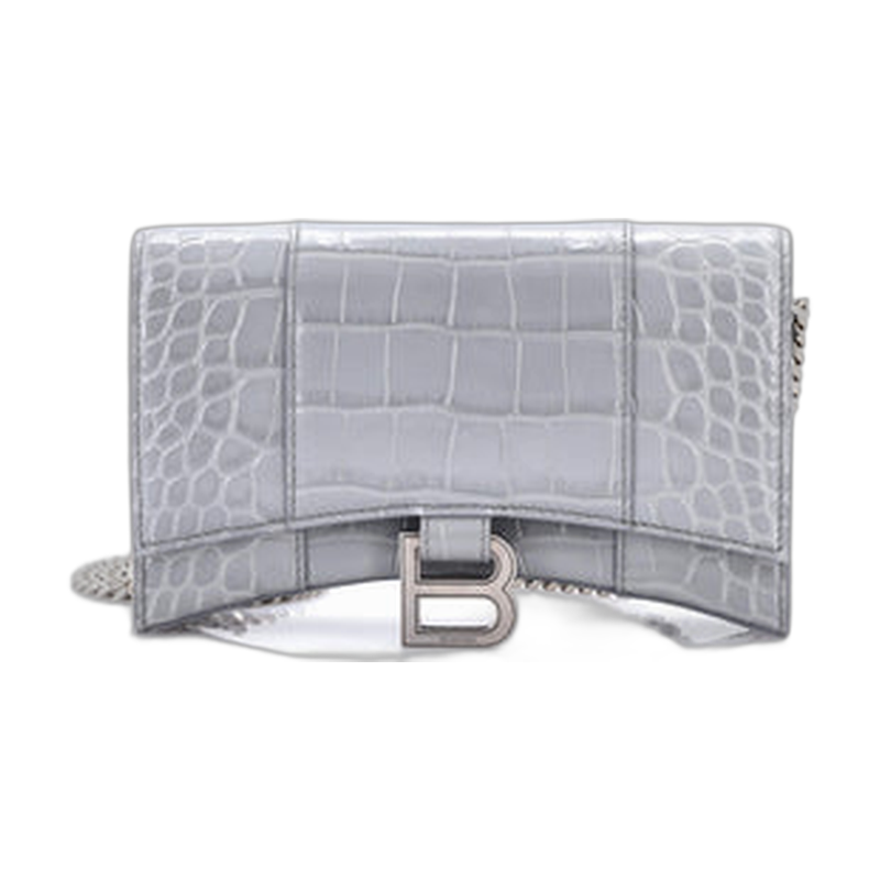 Balenciaga Hourglass Wallet on Chain Shoulder Bag in Grey