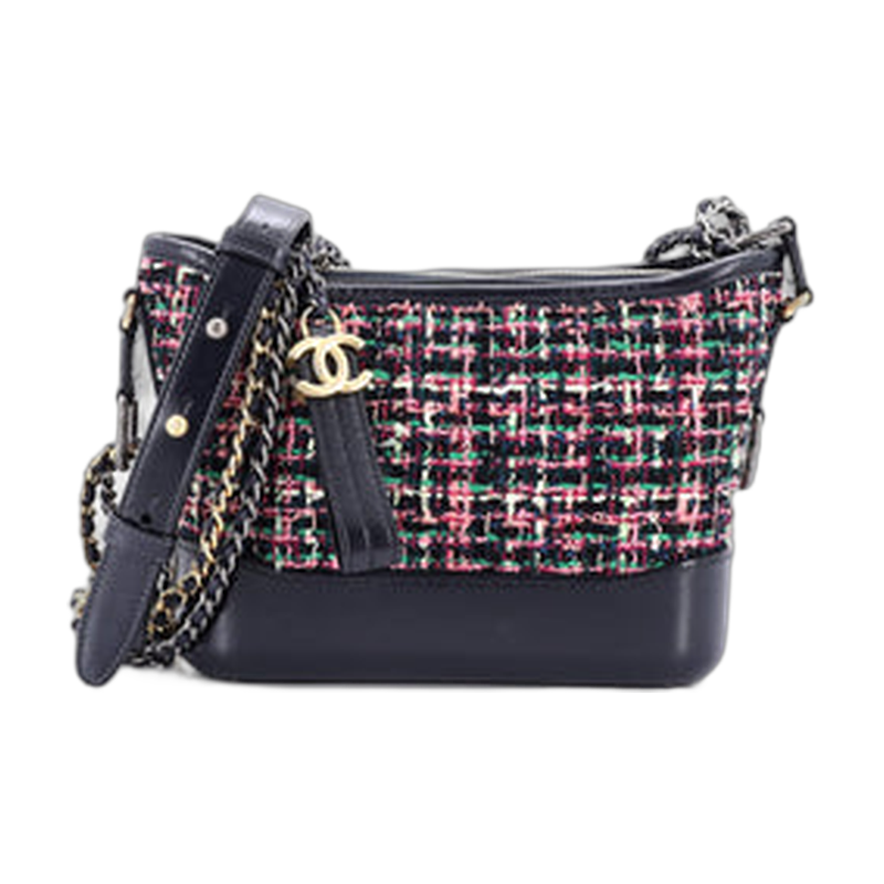 Chanel Gabrielle Shoulder Bag Blue Small Tweed