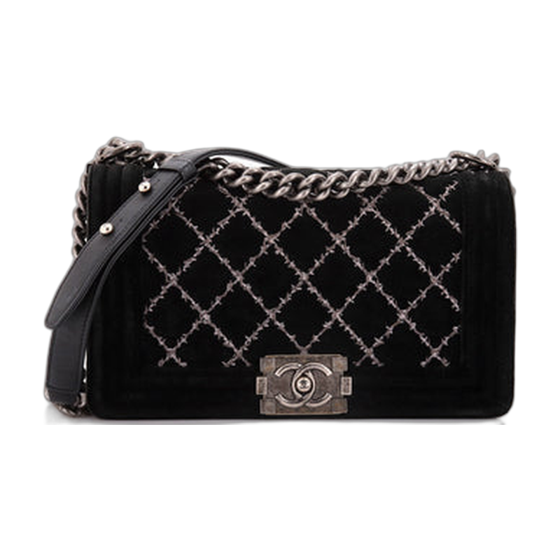 Chanel Boy Shoulder Black Old Medium
