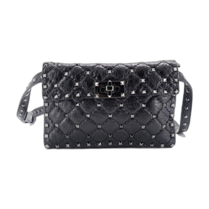 Small Valentino Rockstud Spike Shoulder Bag in Black