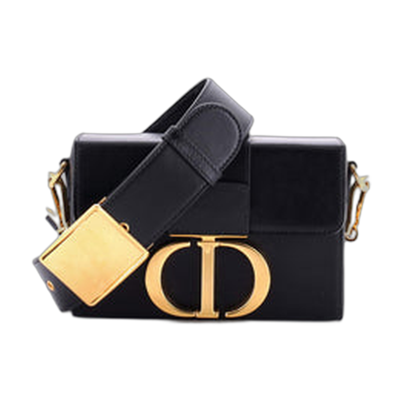 Dior 30 Montaigne Shoulder Bag in Black Leather