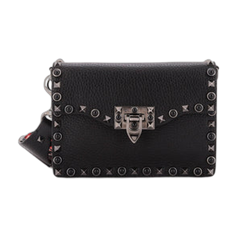Valentino Rockstud Flip Lock Shoulder in Black