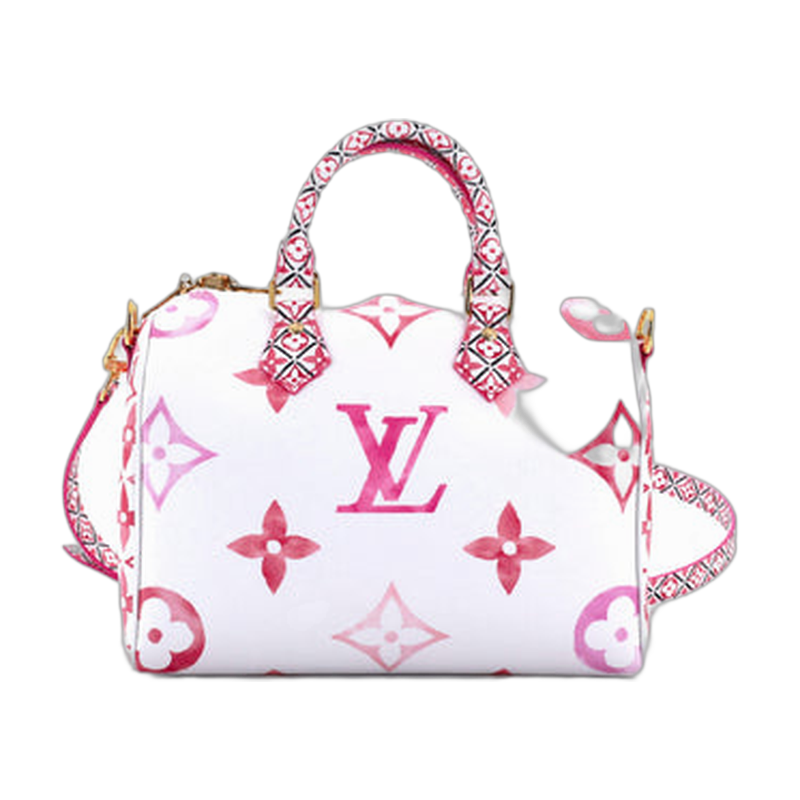 Louis Vuitton Speedy Bandouliere Top Handle Pink Canvas 25
