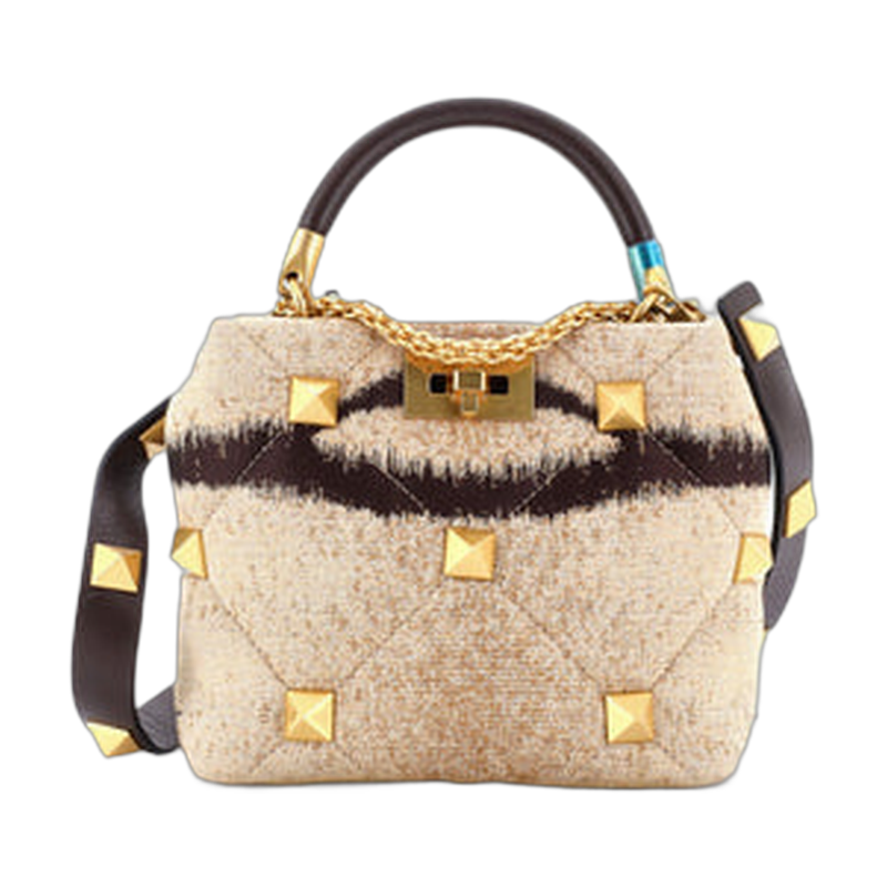 Valentino Roman Stud Top Handle in Brown