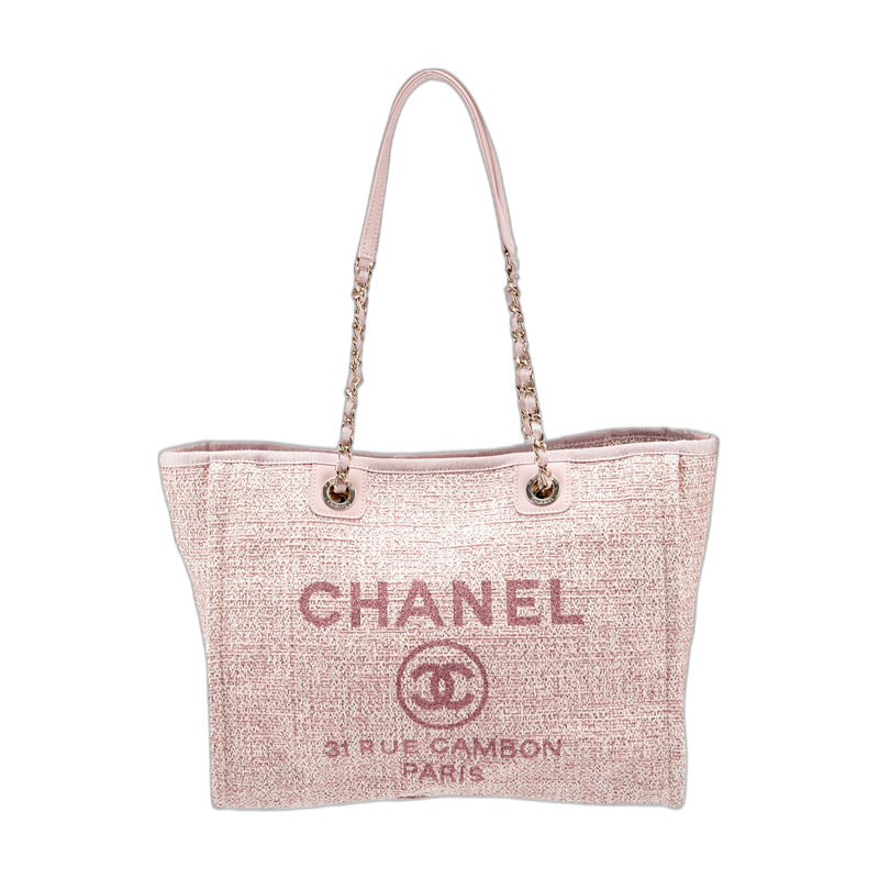 Chanel Deauville Tote Pink Tweed Small