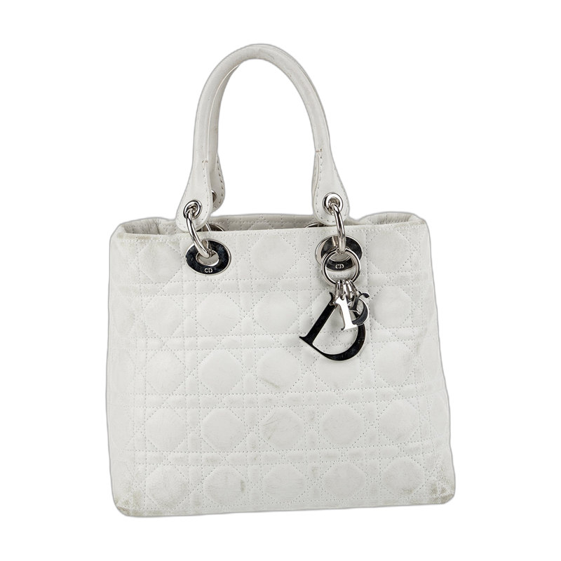 Dior Lady Dior Top Handle in White