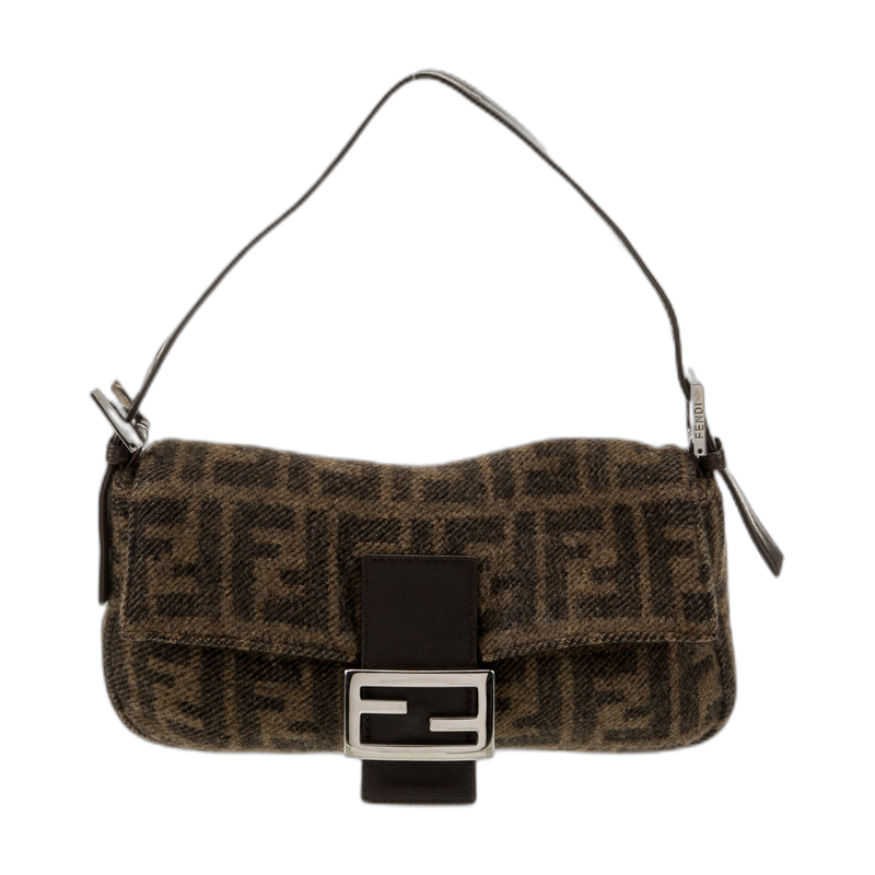 Fendi Baguette Shoulder in Brown Wool