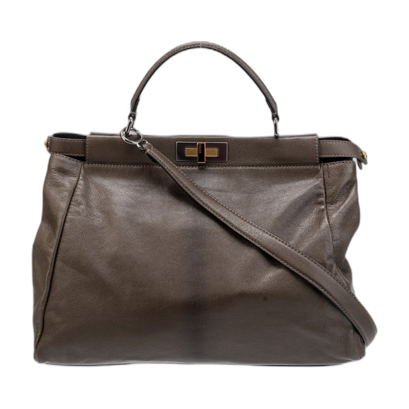 Fendi Peekaboo Top Handle Brown Leather
