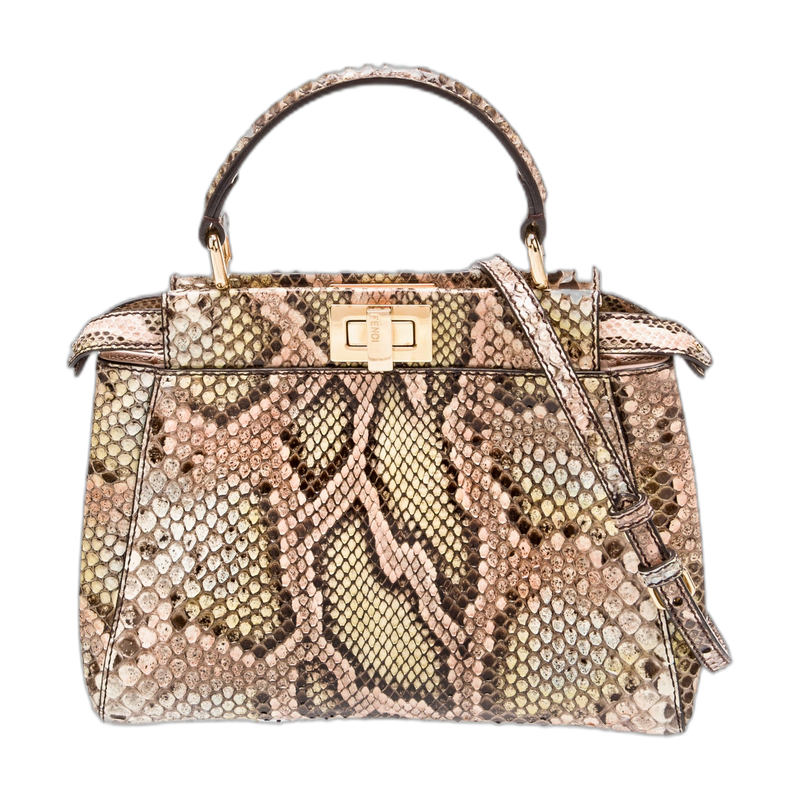 Fendi Peekaboo Top Handle Neutrals Mini Snake