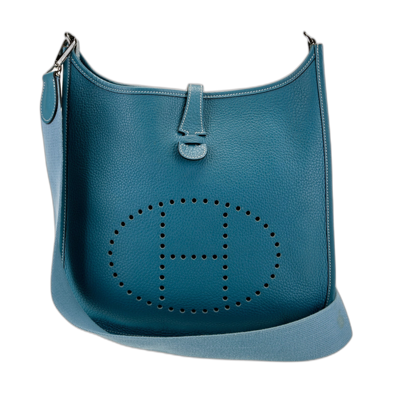 Blue Hermes Evelyne Crossbody Bag