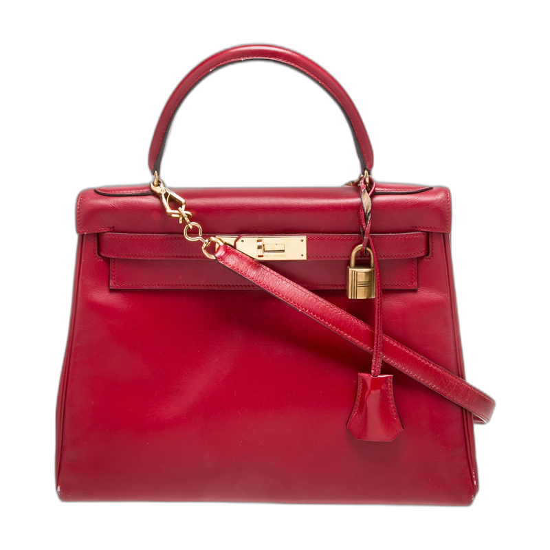 Red Hermes Kelly Retourne Top Handle Bag