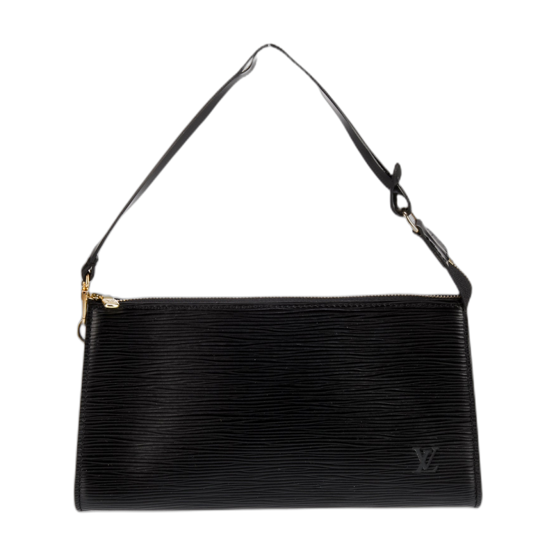 Louis Vuitton Pochette Accessories Top Handle in Black Leather