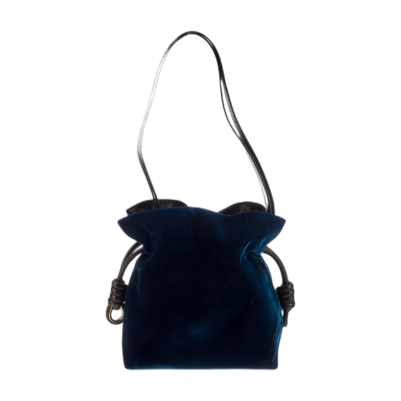 Loewe Flamenco Knot Shoulder Bag in Blue Velvet