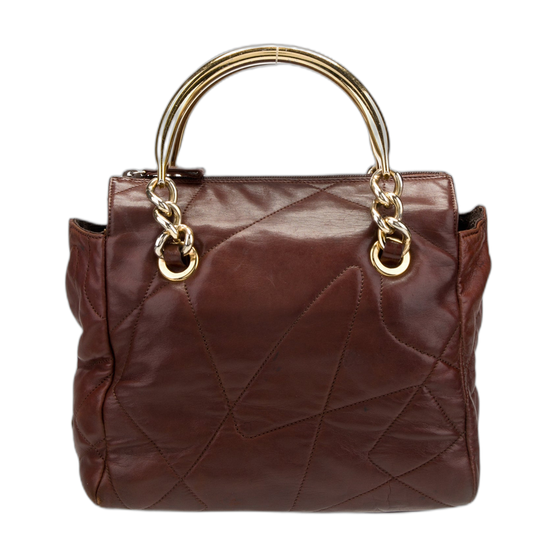 Prada Brown Leather Top Handle Bag