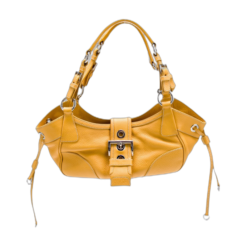 Prada Triangle Shoulder Bag in Yellow Leather