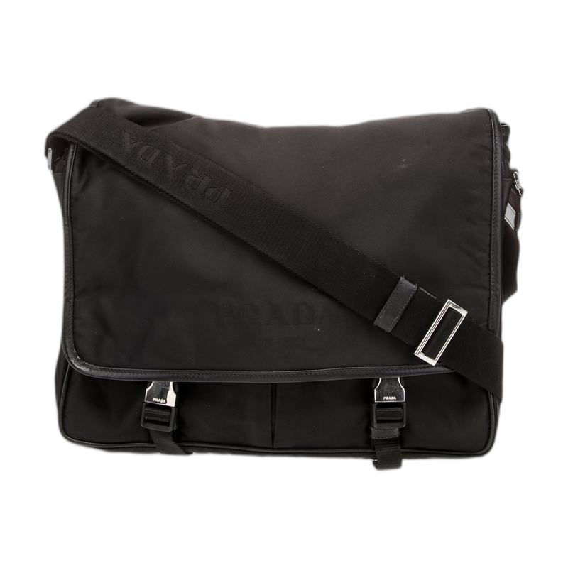 Prada Shoulder Bag Black Canvas