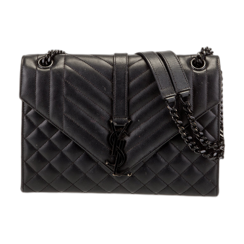 Saint Laurent Envelope Shoulder Bag in Black Medium