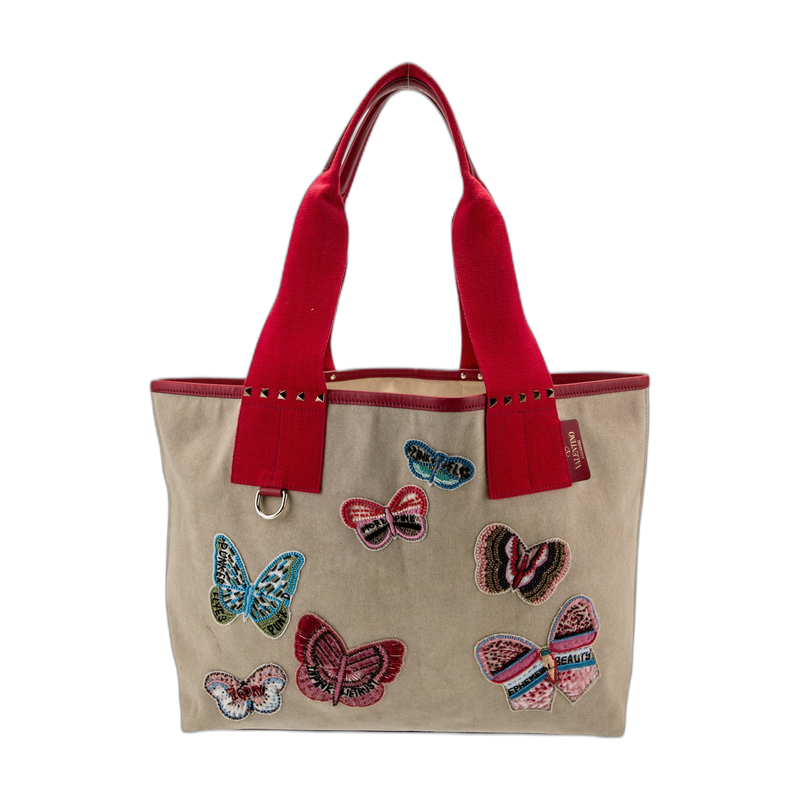 Valentino Rockstud Tote Bag Neutrals