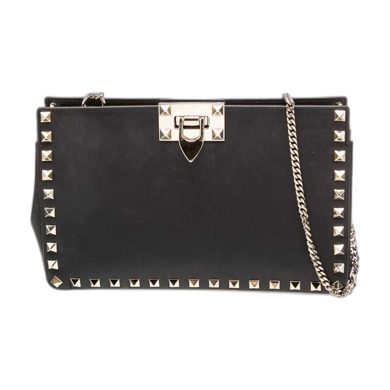 Valentino Rockstud Spike Shoulder Bag in Black